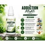 Veda Mania Addiction Mukti Drop bottle with natural ingredients and benefits.